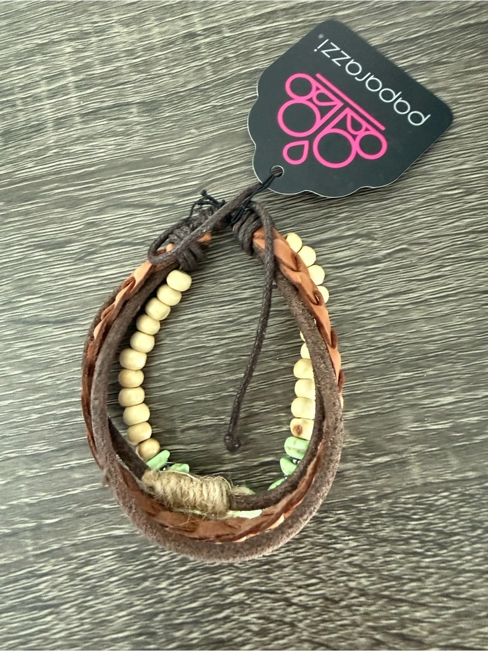 paparazzi Brown & Green Layered Boho Bracelet Set